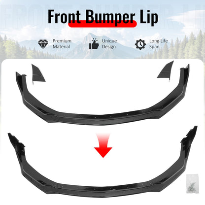 2024-2026 Ford Mustang Front Bumper Lip 5PC Gloss Black ABS Spoiler