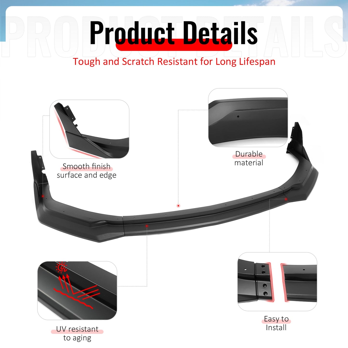 2024-2026 Ford Mustang Front Bumper Lip 5PC Spoiler
