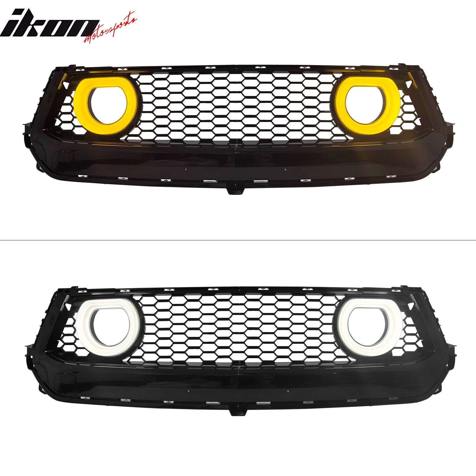 2024-2026 Ford Mustang Front Upper LED Grille Gloss Black ABS V1 Style