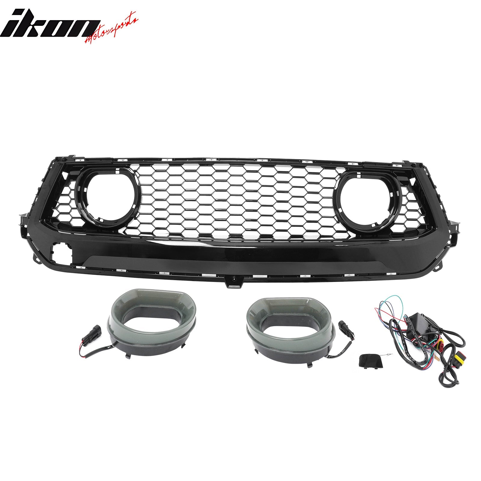2024-2026 Ford Mustang Front Upper LED Grille Gloss Black ABS V1 Style