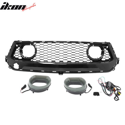 2024-2026 Ford Mustang Front Upper LED Grille Gloss Black ABS V1 Style