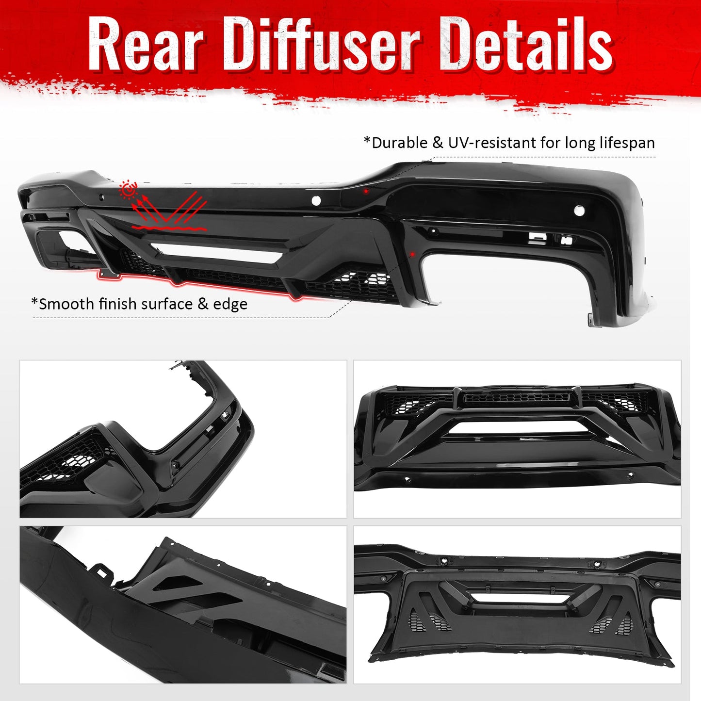 2024-2026 Ford Mustang Dark Horse OE Gloss Black Rear Bumper Diffuser