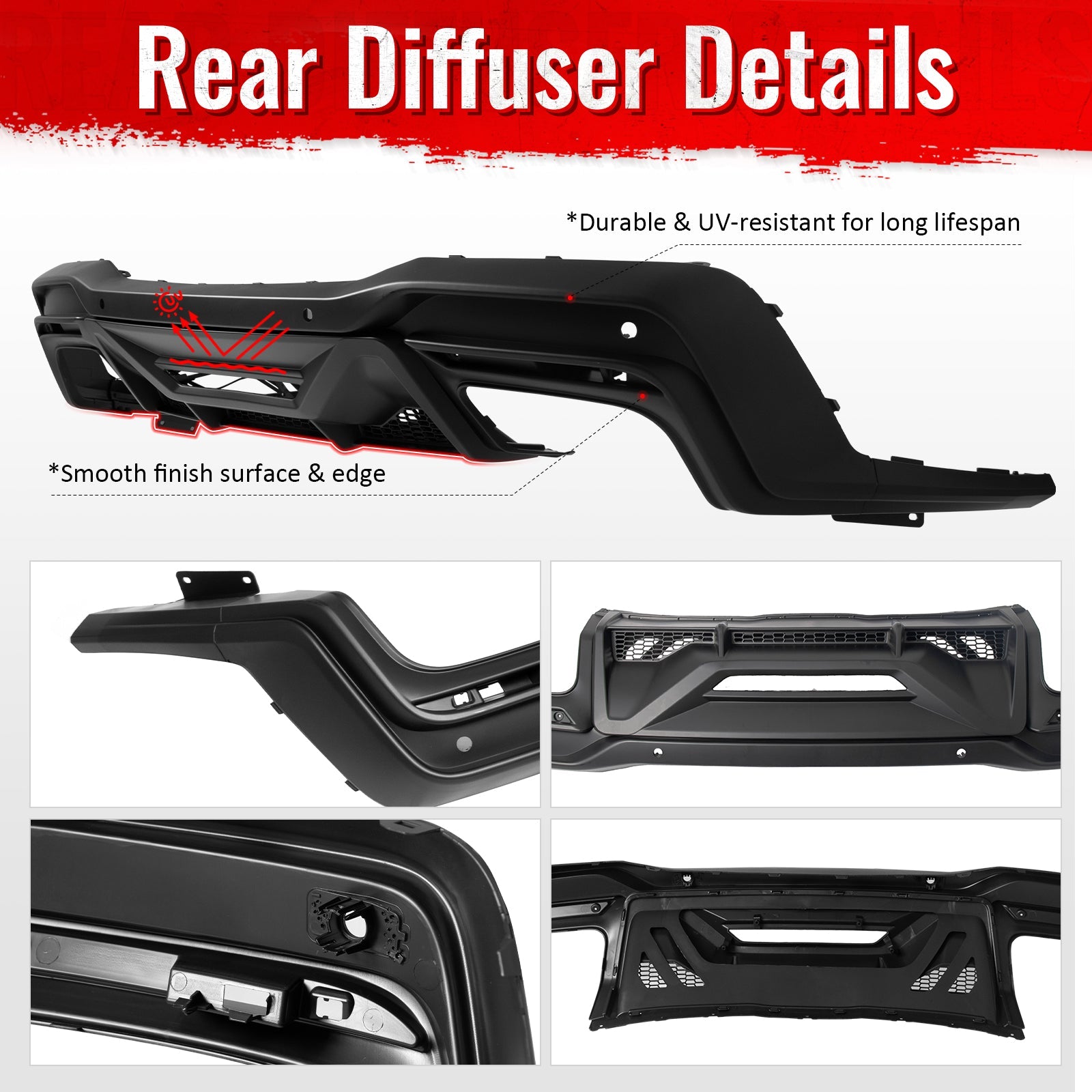 2024-2026 Ford Mustang Dark Horse OE Matte Black Rear Bumper Diffuser