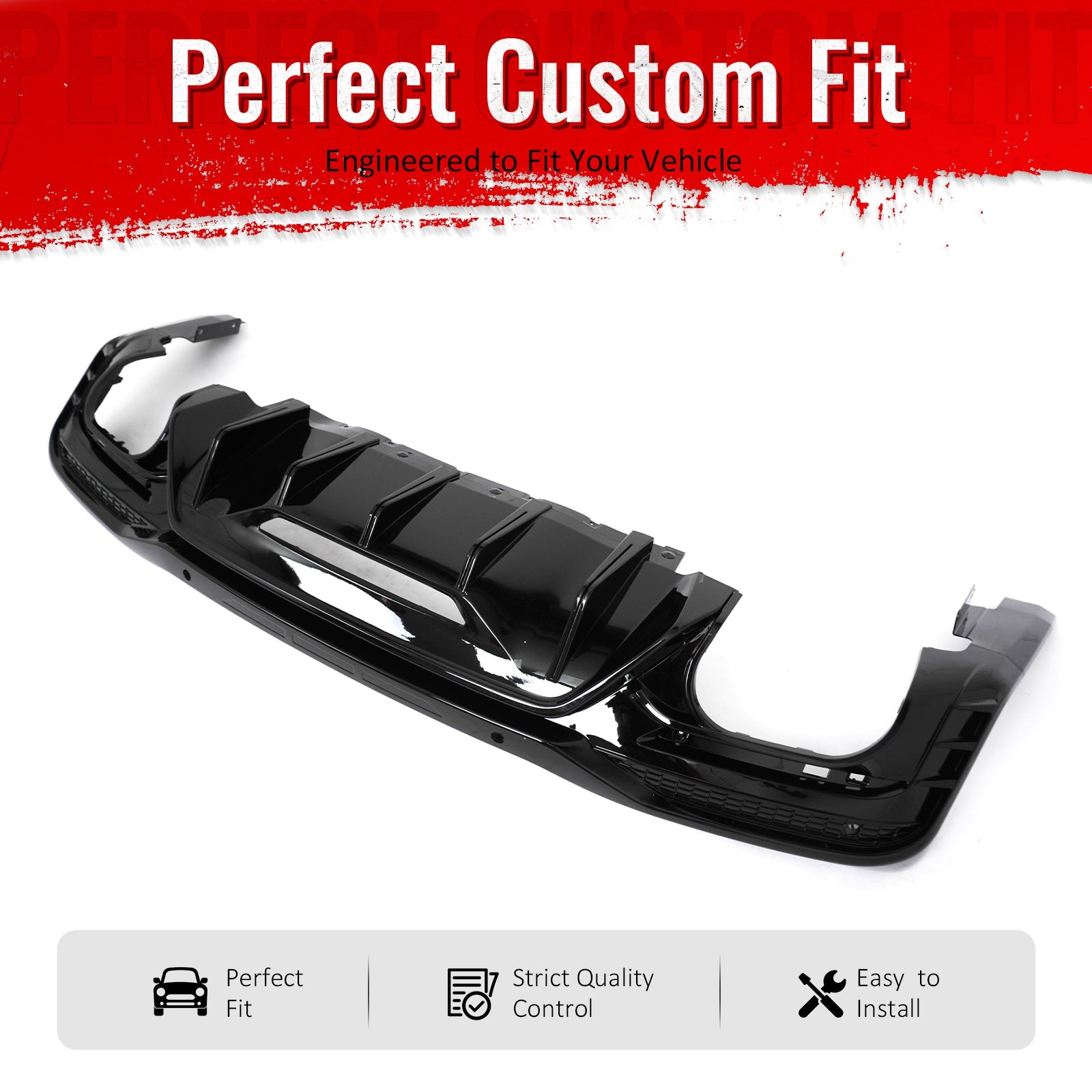 2024-2026 Ford Mustang Rear Diffuser Rock Style Gloss Black