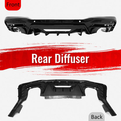 2024-2026 Ford Mustang Rear Diffuser Rock Style Gloss Black