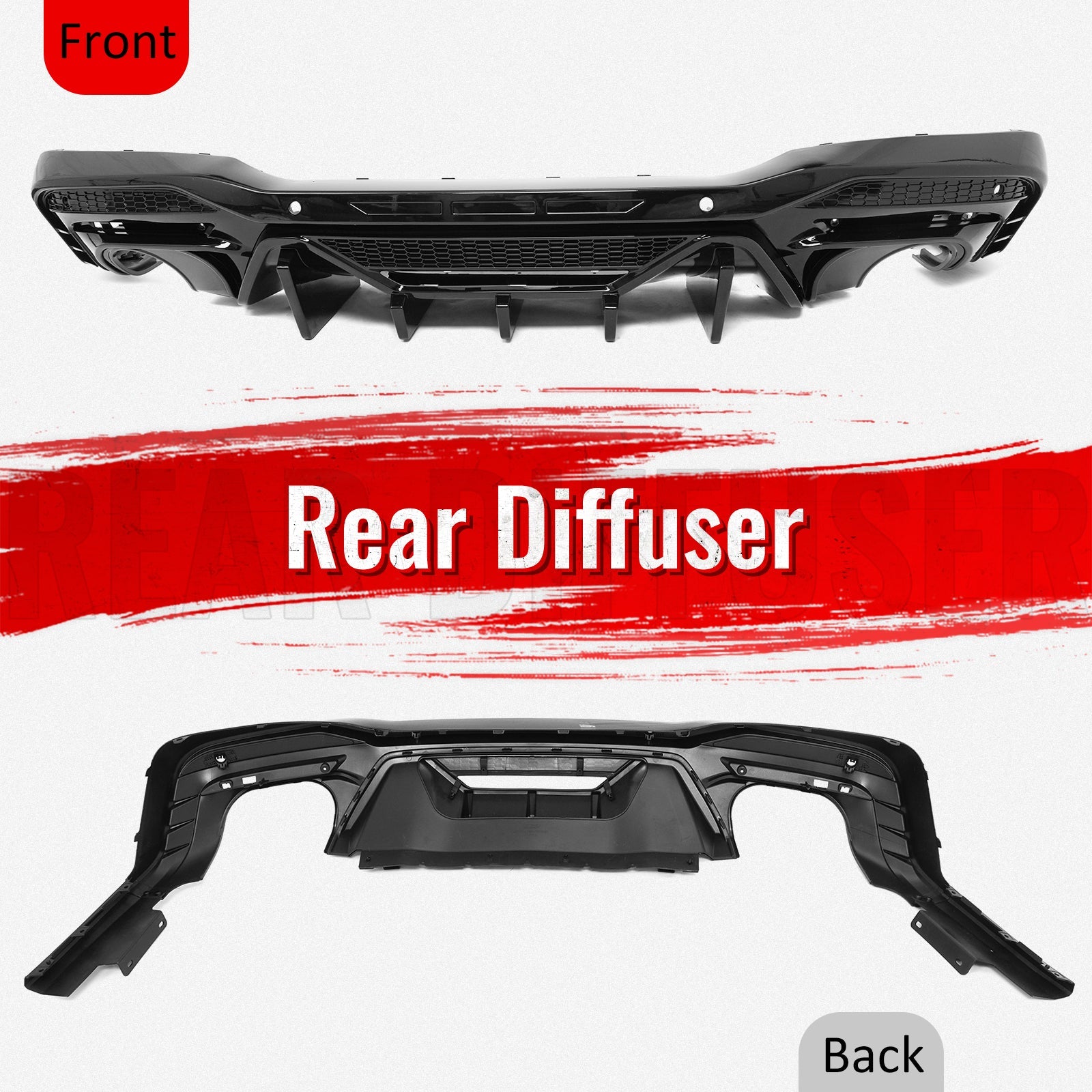 2024-2026 Ford Mustang Rear Diffuser Speed Style Gloss Black