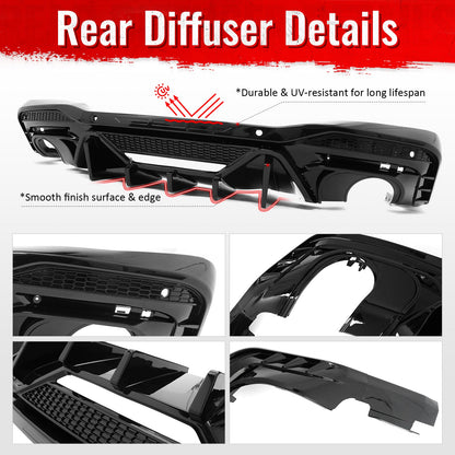 2024-2026 Ford Mustang Rear Diffuser Speed Style Gloss Black