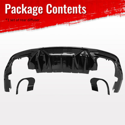 2024-2026 Ford Mustang Rear Diffuser Speed Style Gloss Black