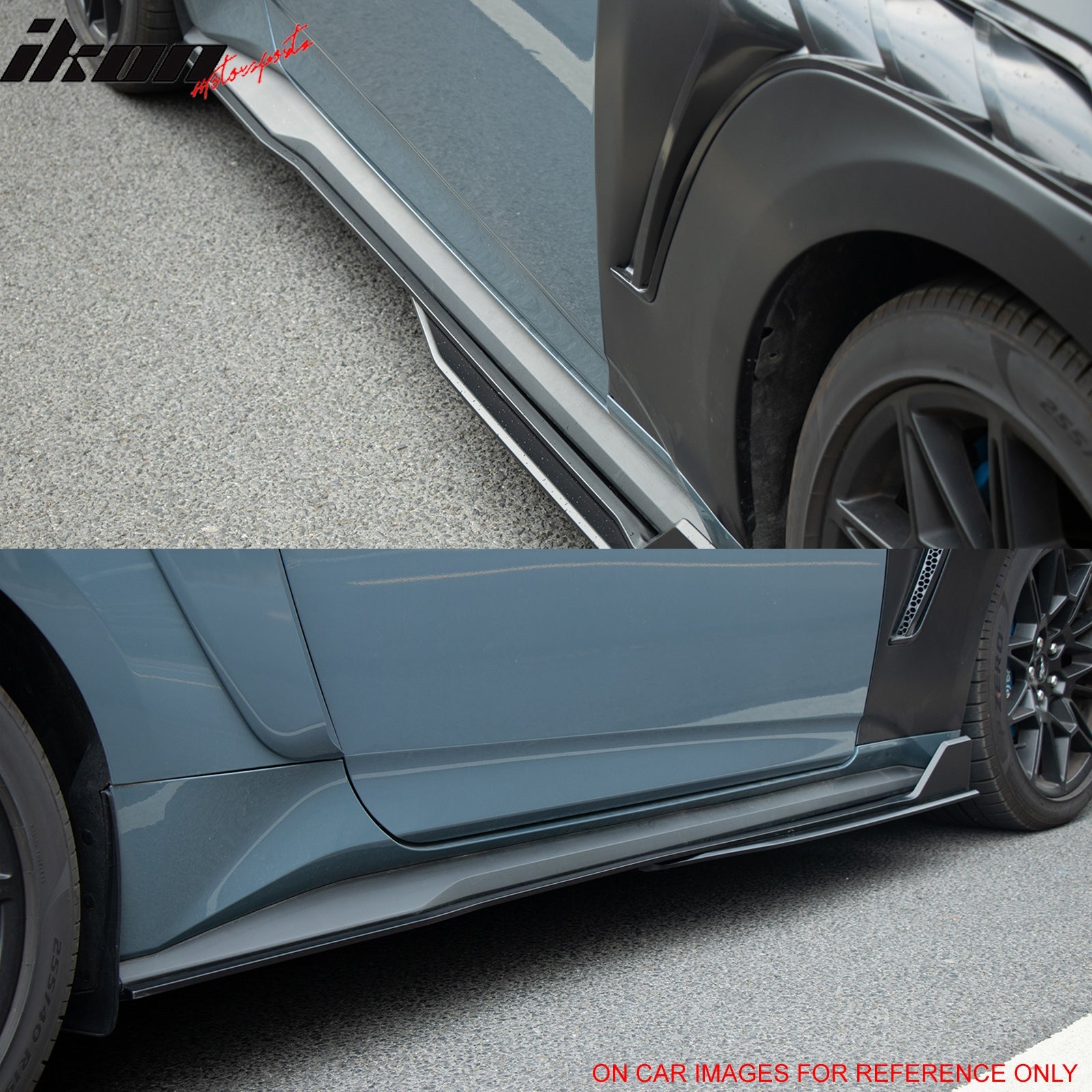 2024-2026 Ford Mustang Side Skirt GT500 Style Rocker Panel Gloss Black