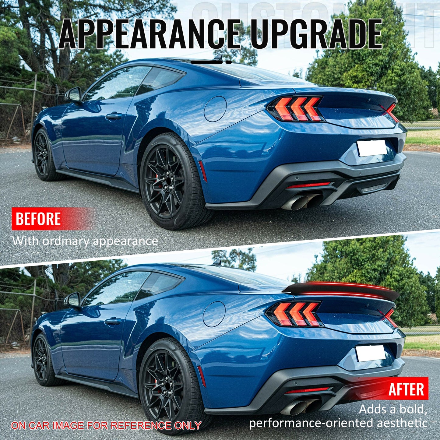 2024-2026 Ford Mustang S650 7th R Style Primer Black Trunk Spoiler ABS