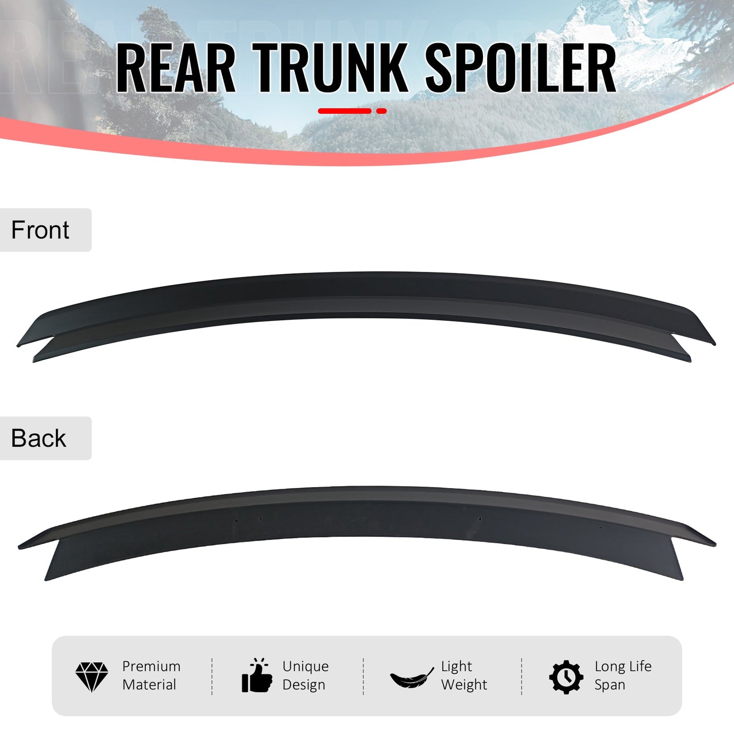 2024-2026 Ford Mustang S650 7th R Style Matte Black Trunk Spoiler ABS