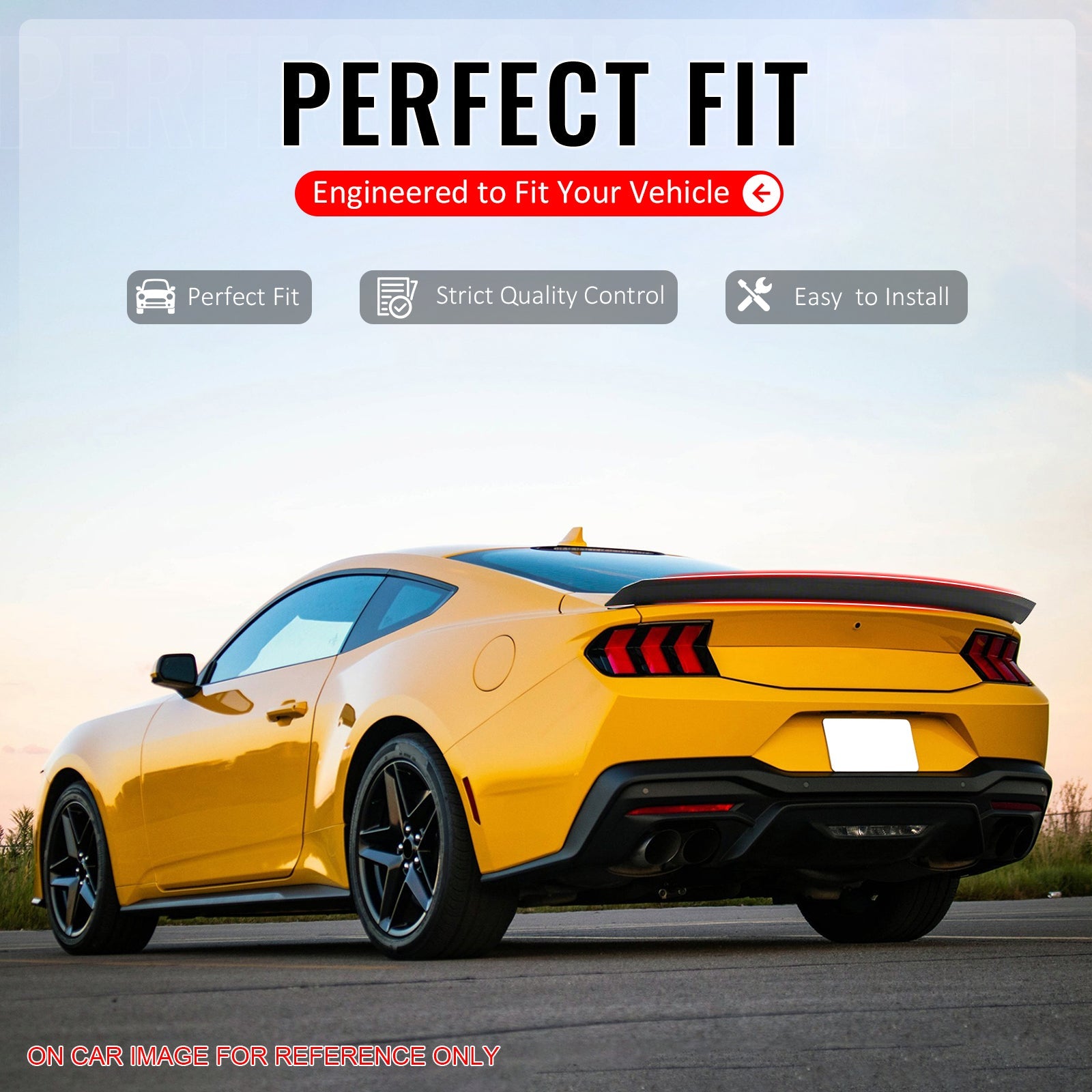 2024-2026 Ford Mustang S650 7th R Style Gloss Black Trunk Spoiler ABS