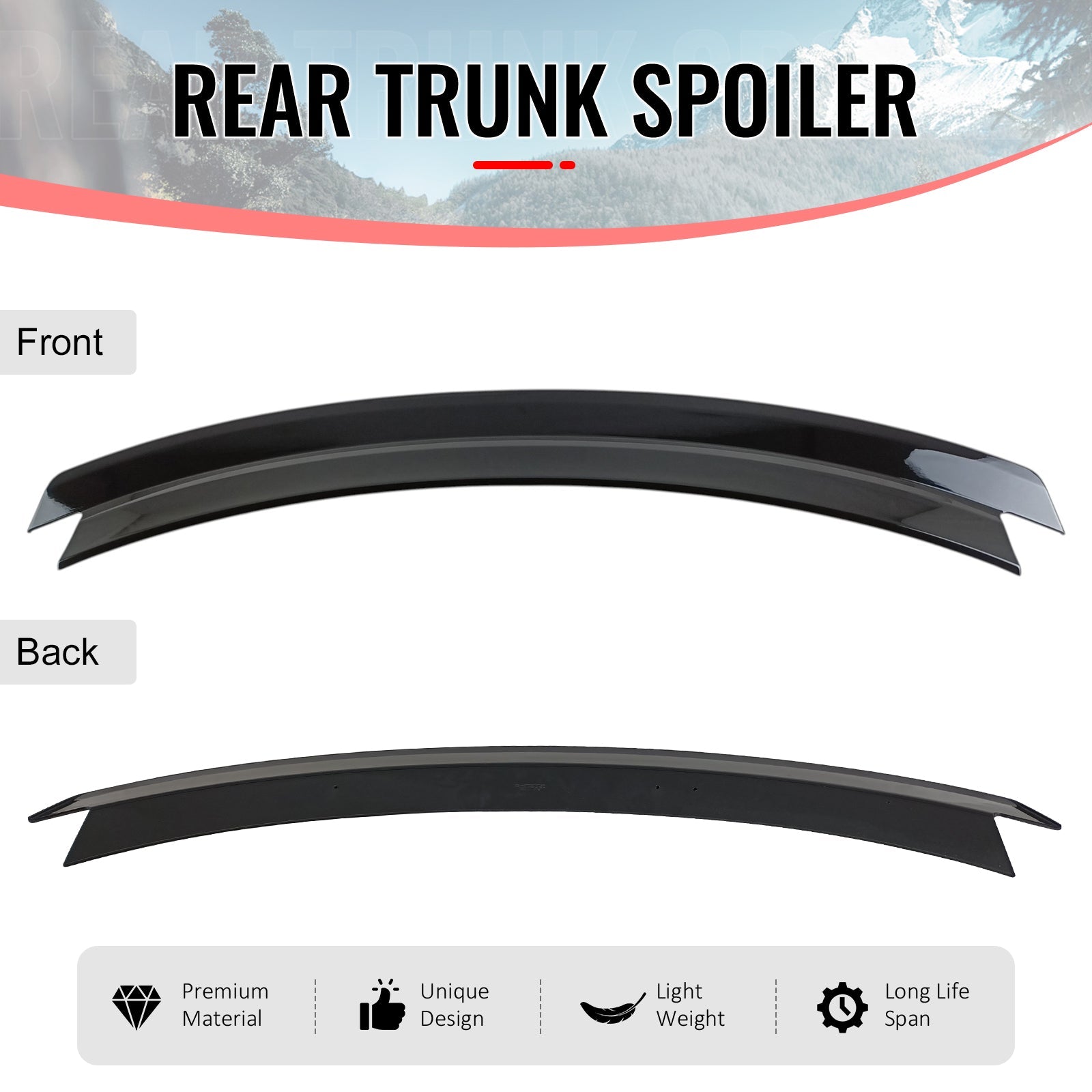 2024-2026 Ford Mustang S650 7th R Style Gloss Black Trunk Spoiler ABS