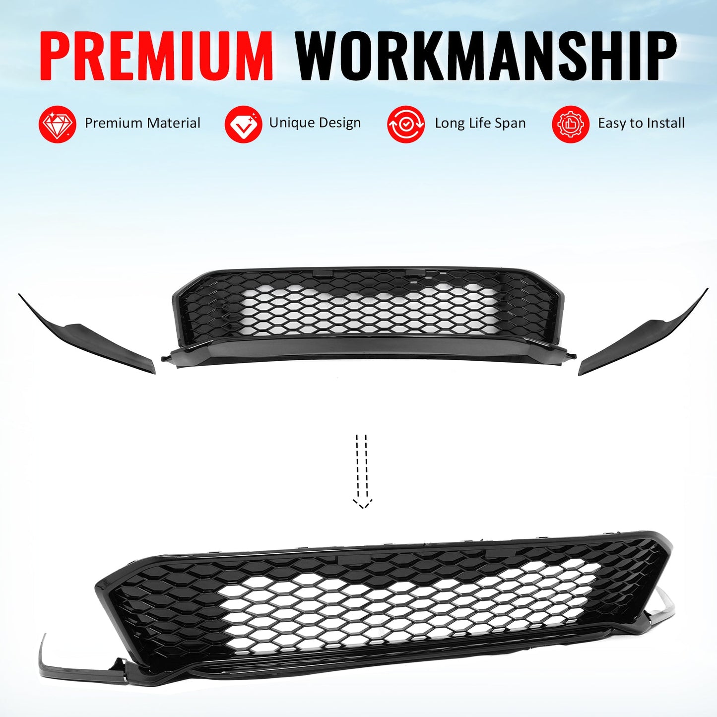 2025-2026 Honda Civic Type R Front Bumper Lower Grille ABS