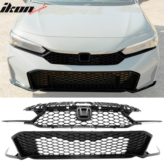2025-2026 Honda Civic Gloss Black Type R Front Lower Upper Grilles ABS