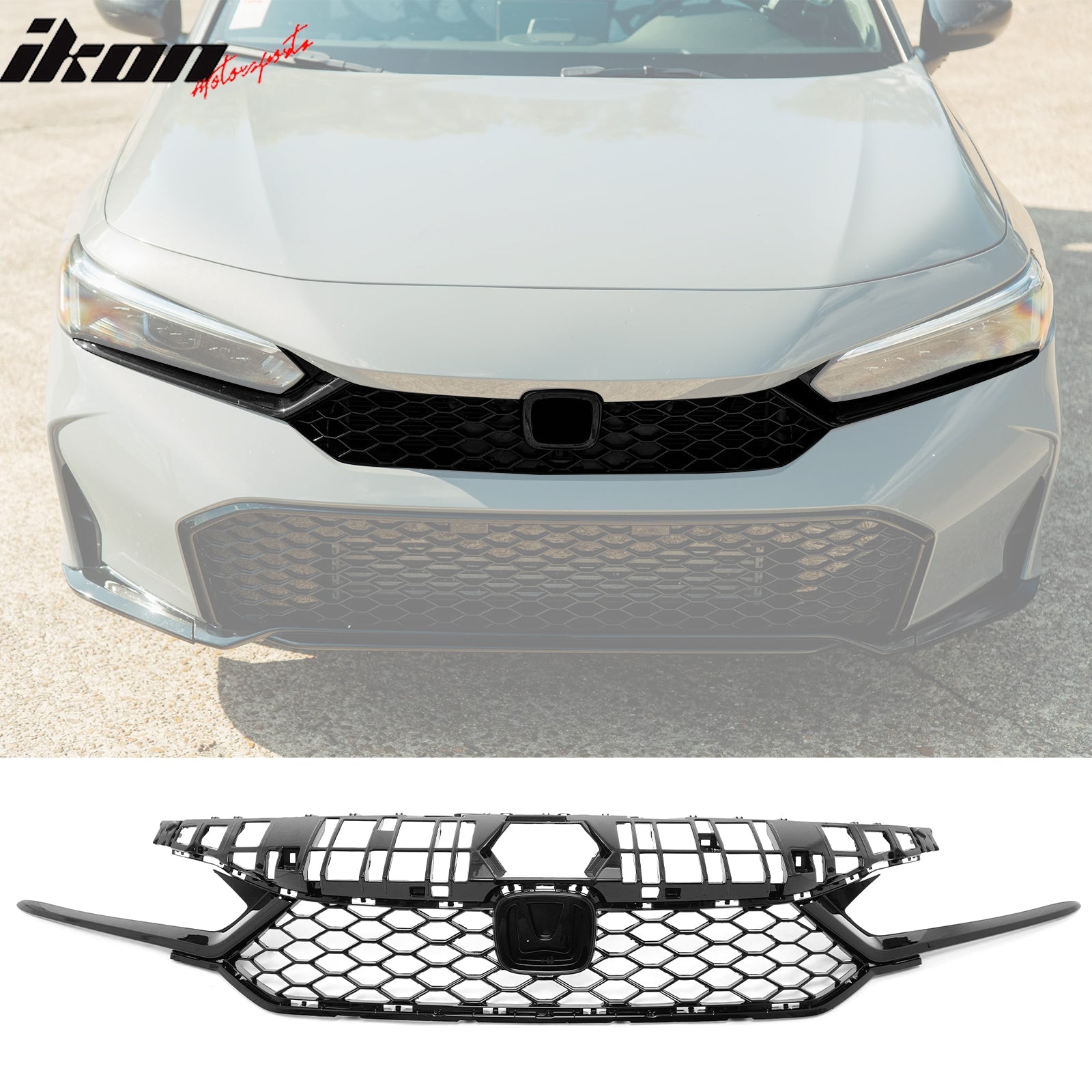 2025-2026 Honda Civic Gloss Black Type R Front Lower Upper Grilles ABS