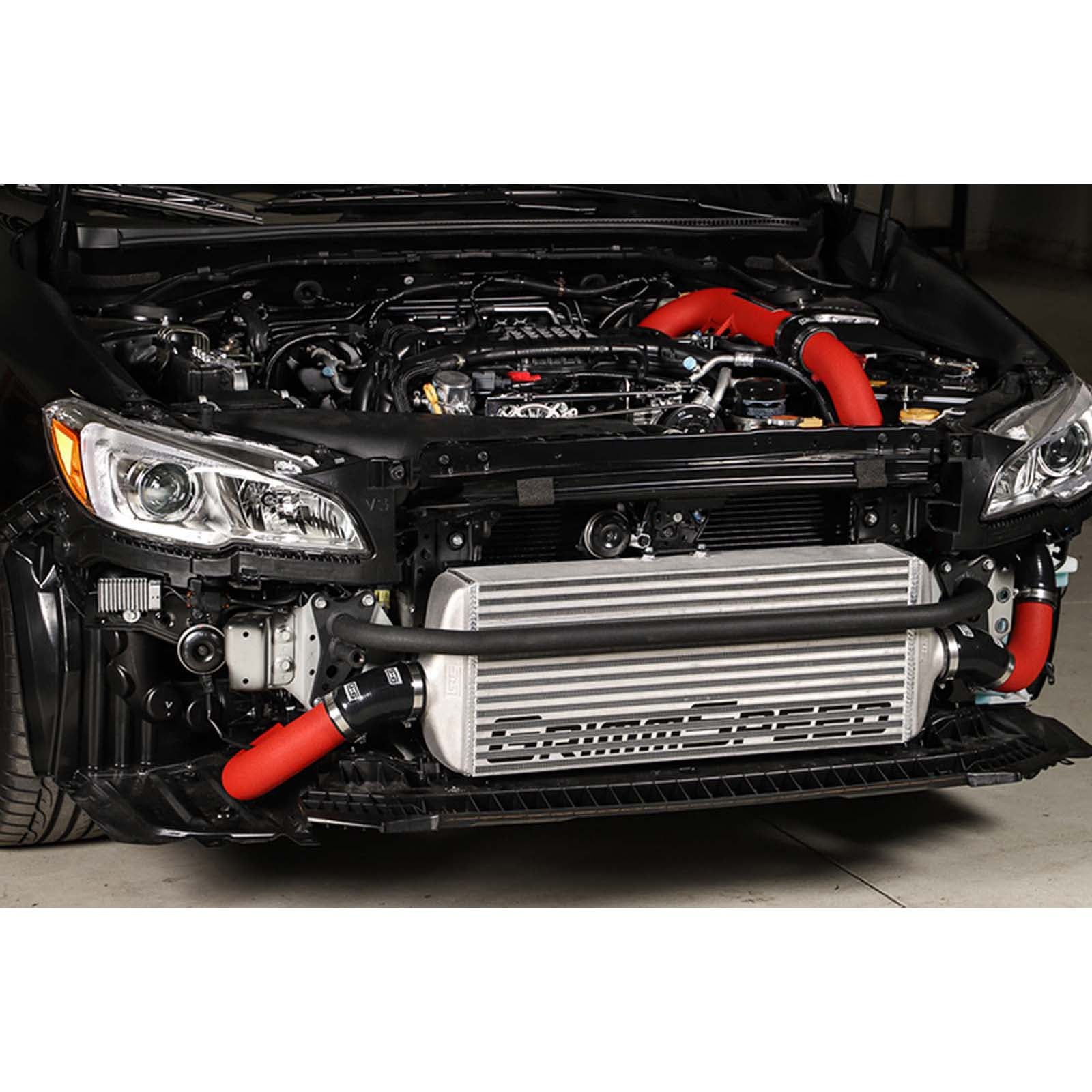 GrimmSpeed Front Mount Intercooler Kit Silver Core w/ Red Piping - 2015-2021 Subaru WRX