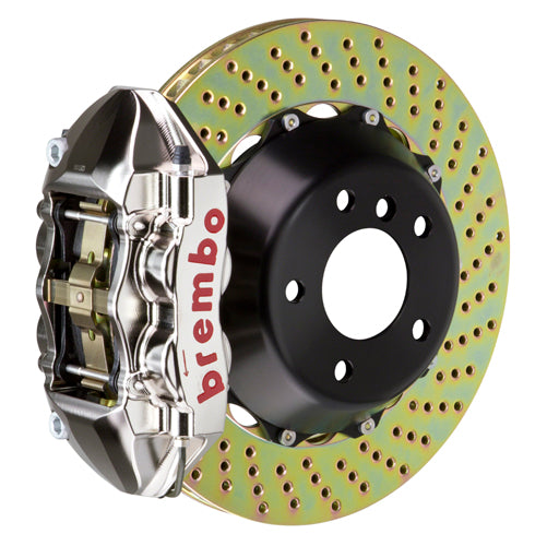 Brembo GT-R System 4 Piston Front Brake Kit Nickel Plated Drilled Rotors - Volkswagen Models (inc. 2006-2014 GTI)