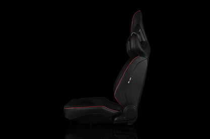 Braum Alpha X Series Sport Seats - Black & Red Stitching - Low Base Version - Universal