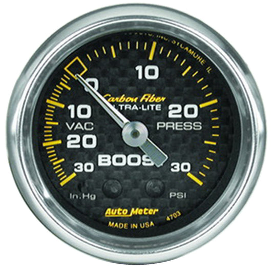 Autometer Carbon Fiber Boost Gauge Mechanical 52mm - Universal