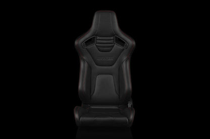 Braum Elite-X Series Sport Seats - Black Leatherette (Red Stitching) Pair - Universal