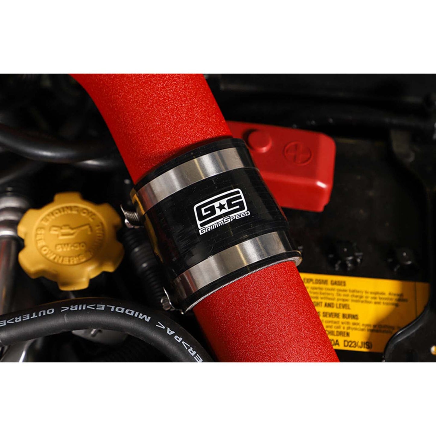GrimmSpeed Front Mount Intercooler Kit Silver Core w/ Red Piping - 2015-2021 Subaru WRX