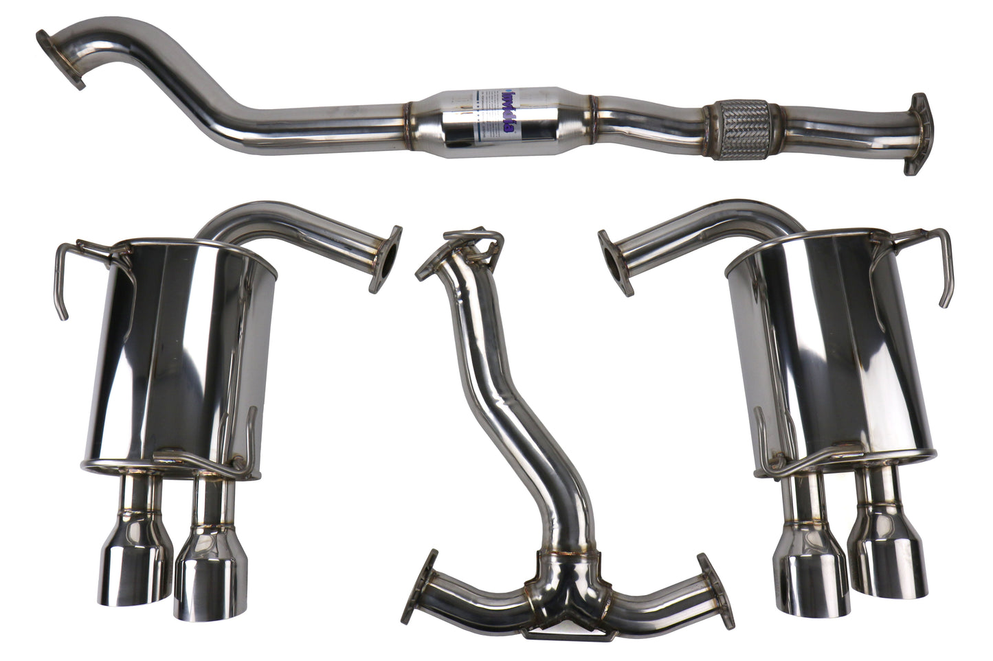 Invidia Q300 Quad Tipped Cat Back Exhaust - Single Layer Stainless Steel Tips - 2011-2014 Subaru WRX / STI Sedan