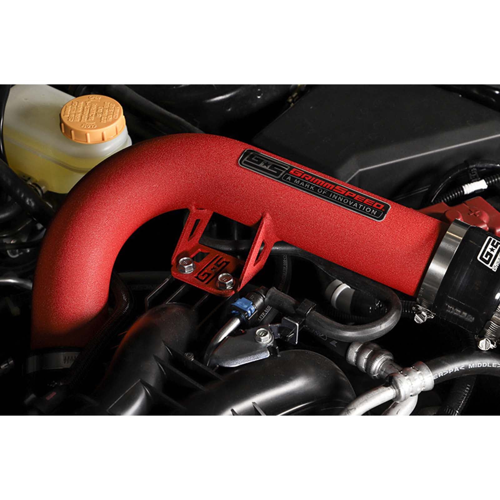 GrimmSpeed Front Mount Intercooler Kit Black Core w/ Red Piping - 2015-2021 Subaru WRX