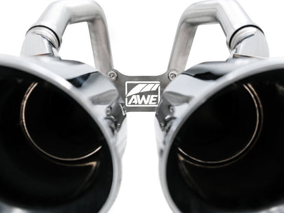 AWE Track Edition Axleback Exhaust for C7 Corvette Stingray / Z51 / Grand Sport / Z06 / ZR1 -- Chrome Silver Tips (includes AWE AFM valve simulators)