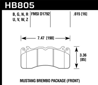 Hawk 15-17 Ford Mustang Brembo Package Performance Ceramic Front Brake Pads