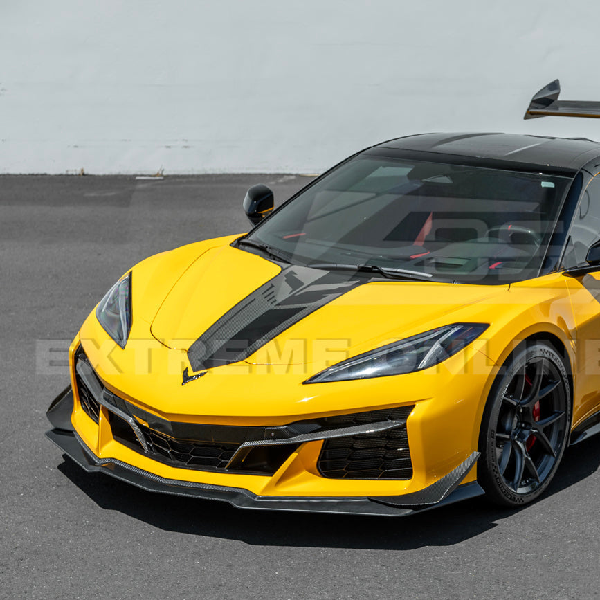 2023-Up Corvette C8 Z06 Z07 DRY CARBON FIBER Extended Package Front Lip & Canards