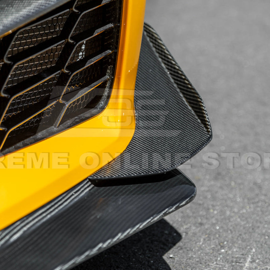 2023-Up Corvette C8 Z06 Z07 DRY CARBON FIBER Extended Package Front Lip & Canards