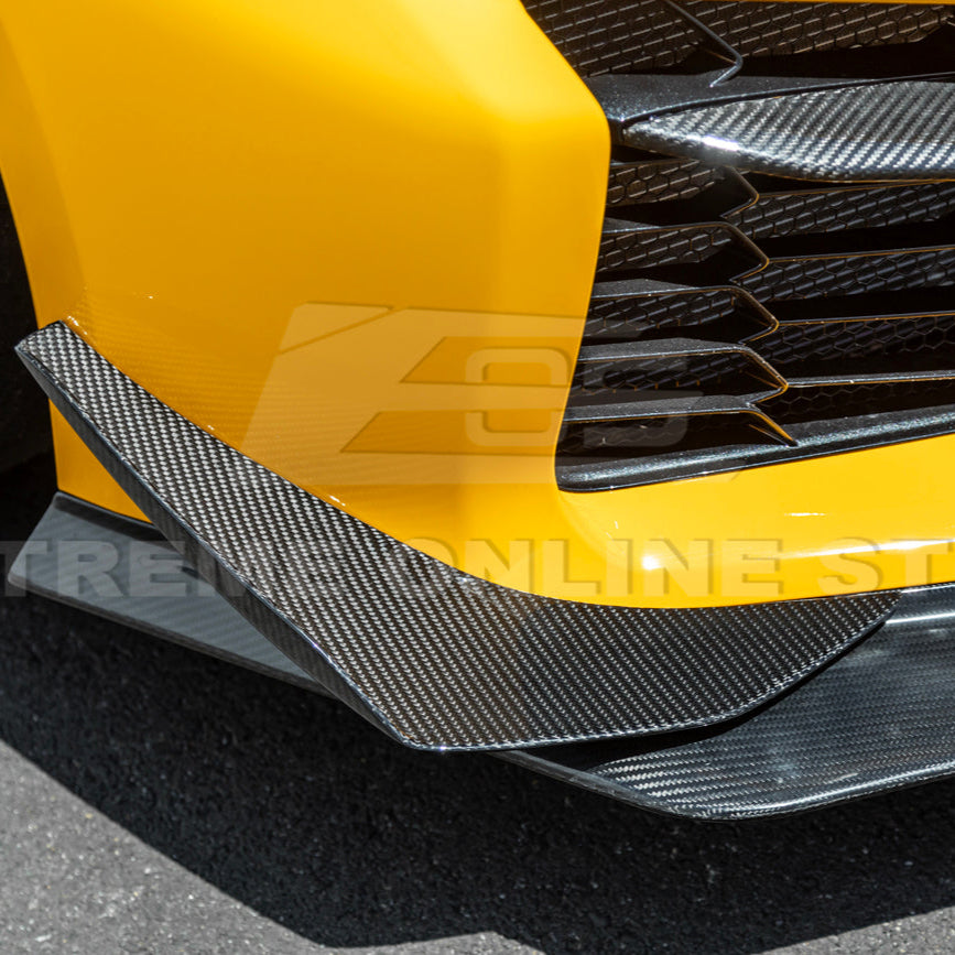 2023-Up Corvette C8 Z06 Z07 DRY CARBON FIBER Extended Package Front Lip & Canards