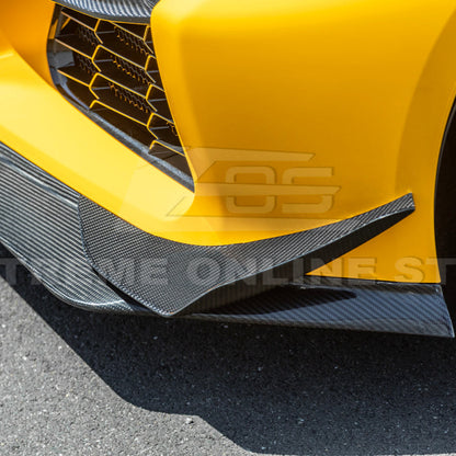 2023-Up Corvette C8 Z06 Z07 DRY CARBON FIBER Extended Package Front Lip & Canards