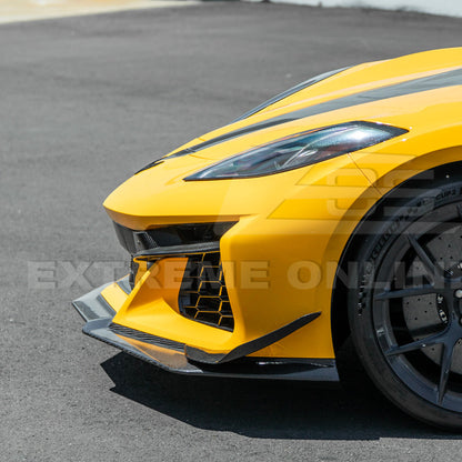 2023-Up Corvette C8 Z06 Z07 DRY CARBON FIBER Extended Package Front Lip & Canards