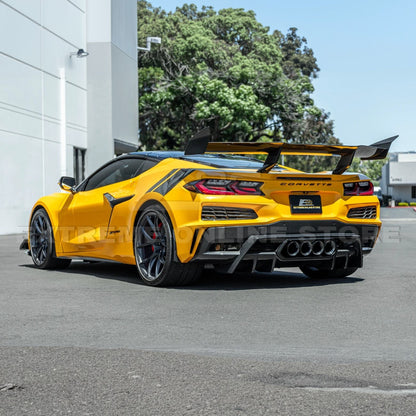 2023-Up Corvette C8 Z06 dry CARBON FIBER Rear Bumper Finned Diffuser