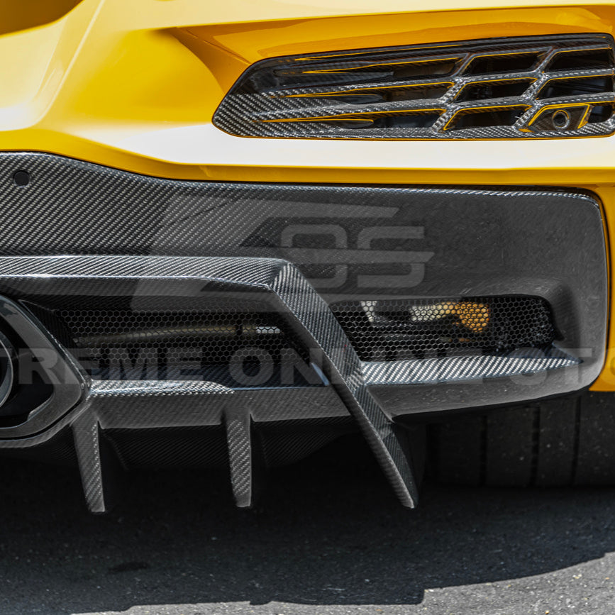 2023-Up Corvette C8 Z06 dry CARBON FIBER Rear Bumper Finned Diffuser