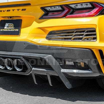 2023-Up Corvette C8 Z06 dry CARBON FIBER Rear Bumper Finned Diffuser