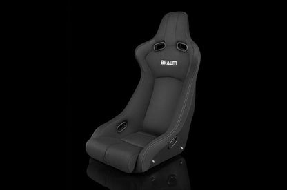 Braum Venom-R Series Fixed Back Bucket Seat - Black Cloth / Carbon Fiber Each - Universal