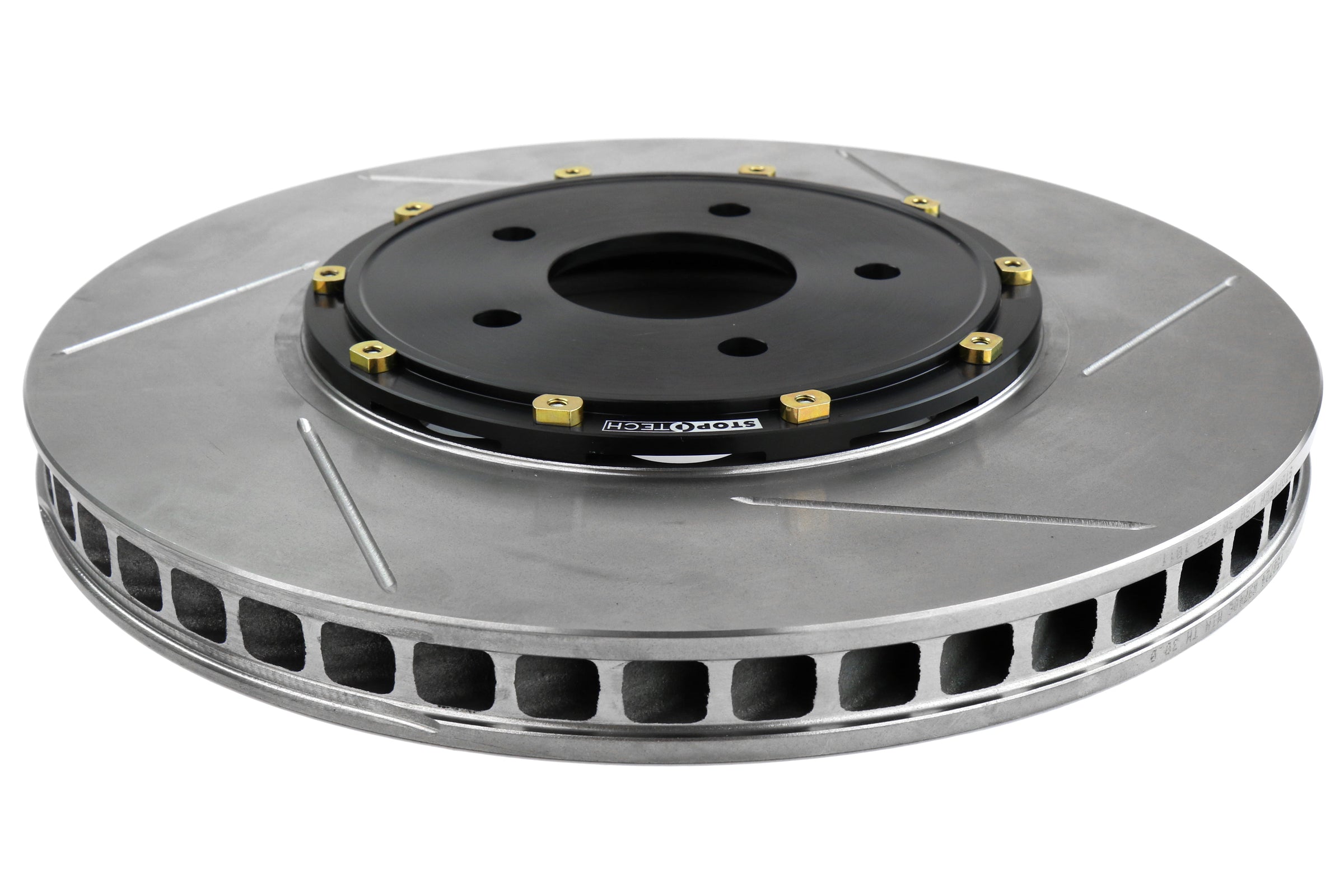 Stoptech 2 Piece AeroRotor and Hat 350x32 Slotted Front Left - 2008-2015 Mitsubishi Evo X