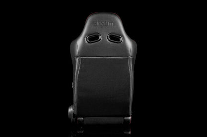 Braum Advan Series Sport Seats - Black Leatherette (Red Stitching) Pair - Universal
