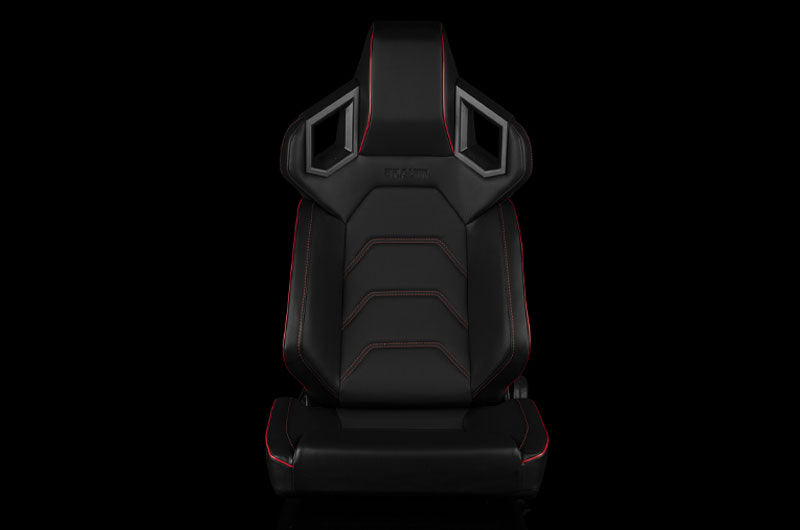 Braum Alpha X Series Sport Seats - Black & Red Stitching - Low Base Version - Universal