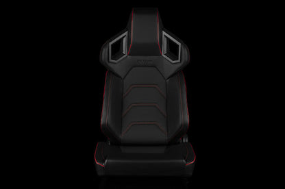 Braum Alpha X Series Sport Seats - Black & Red Stitching - Low Base Version - Universal