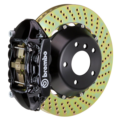 Brembo GT System 4 Piston Front Brake Kit Black Drilled Rotors - Volkswagen Models (inc. 2006-2014 GTI)