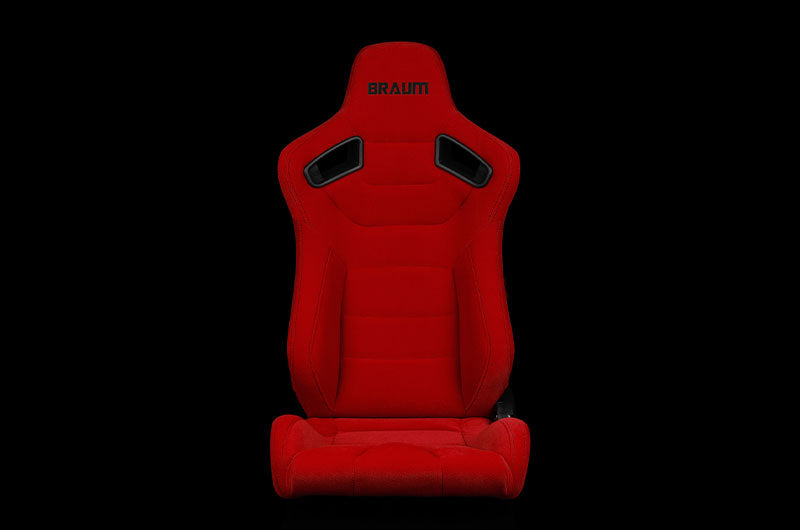 Braum Elite Series Sport Seats - Red Cloth (Black Stitching) Pair - Universal