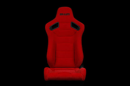 Braum Elite Series Sport Seats - Red Cloth (Black Stitching) Pair - Universal