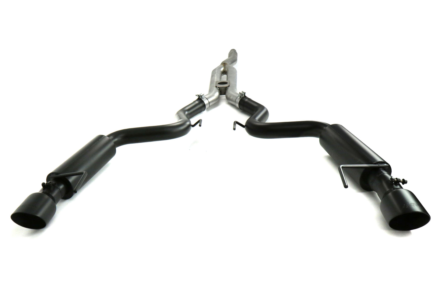 MBRP Dual Split Rear Race Version 3in Cat Back Exhaust Black - 2015-2017 Ford Mustang EcoBoost