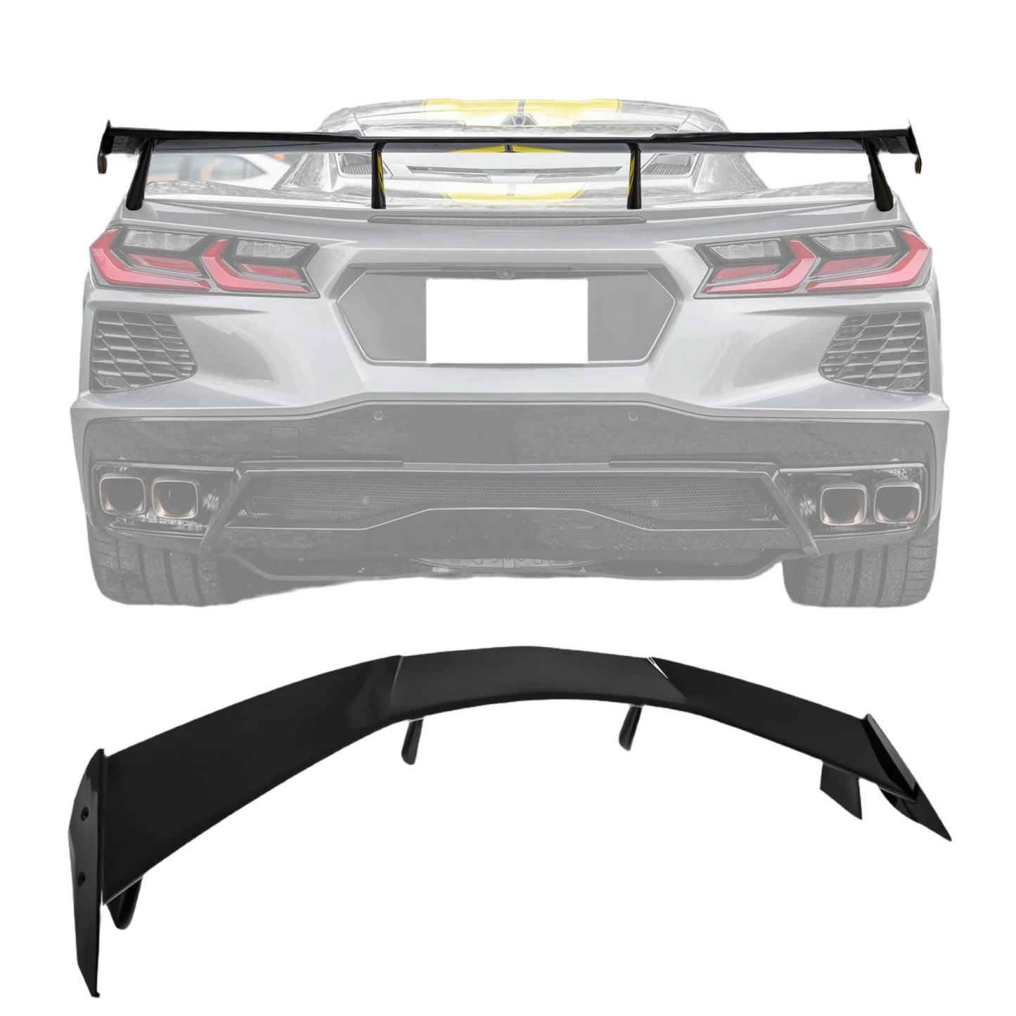 2020-2024 Chevy Corvette High Wing Trunk Spoiler Wing Gloss Black ABS