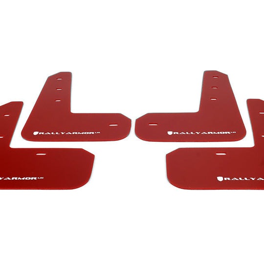 Rally Armor UR Mudflaps Red Urethane White Logo - 2013-2021 Scion FR-S / Subaru BRZ / Toyota 86