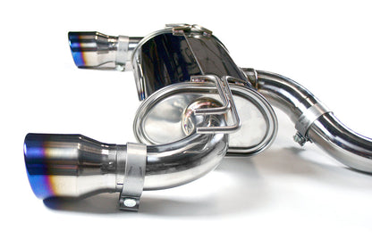 Invidia Q300 Dual Exit Cat Back Exhaust - Titanium Burnt Tips - 2008-2015 Mitsubishi Evo X